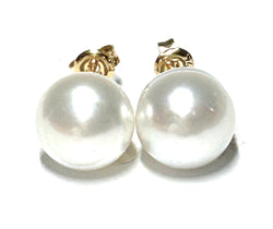 Elegant 11.2mm White Siver Australia South Sea Pearl Stud Earrings