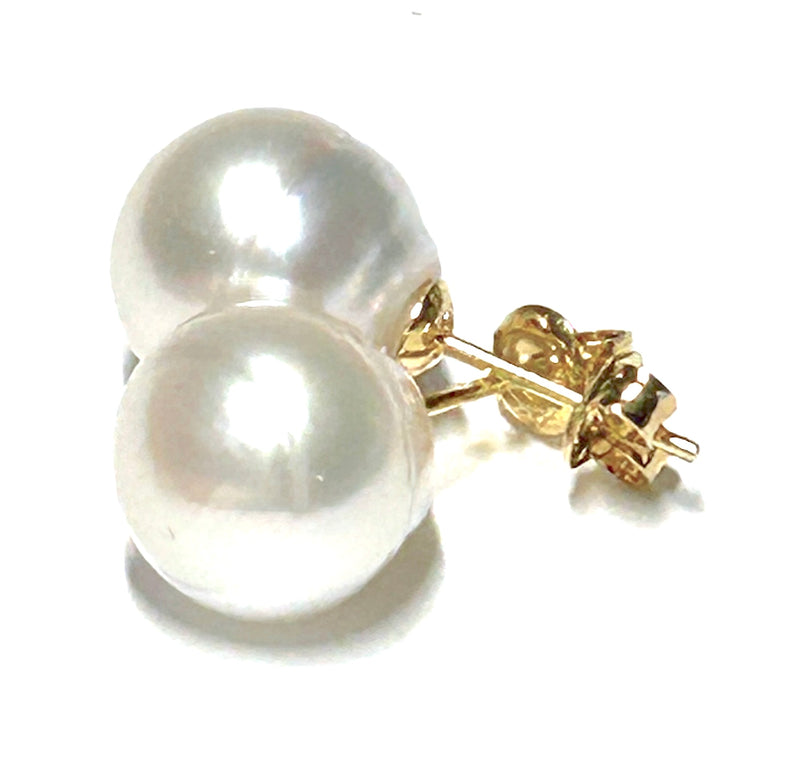 Elegant 11.2mm White Siver Australia South Sea Pearl Stud Earrings
