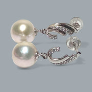 Gorgeous 9.7 - 10mm White Round Edison Cultured Pearl Dangle Earrings - Elegant and Timeless Jewelry for Women