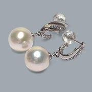 Gorgeous 9.7 - 10mm White Round Edison Cultured Pearl Dangle Earrings - Elegant and Timeless Jewelry for Women