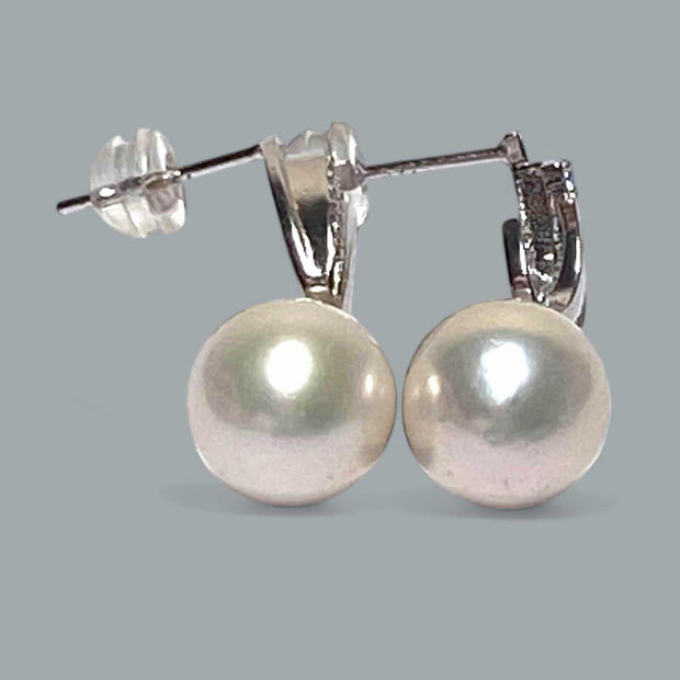 Gorgeous 9.7 - 10mm White Round Edison Cultured Pearl Dangle Earrings - Elegant and Timeless Jewelry for Women