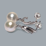 Gorgeous 9.7 - 10mm White Round Edison Cultured Pearl Dangle Earrings - Elegant and Timeless Jewelry for Women