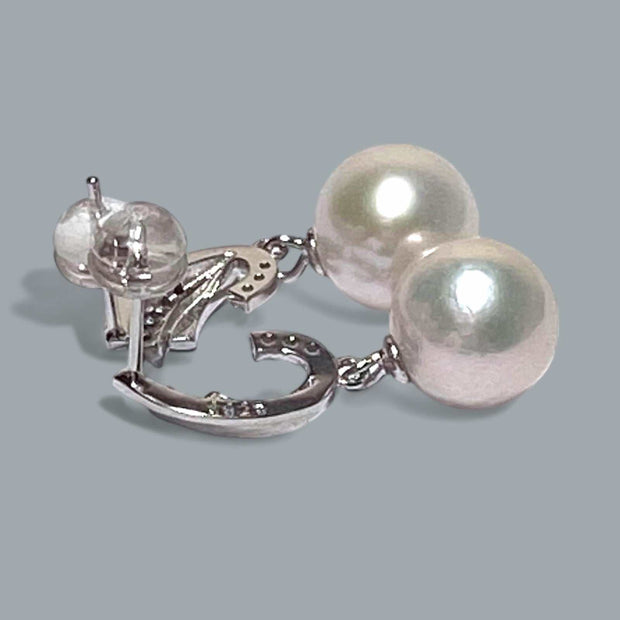 Gorgeous 9.7 - 10mm White Round Edison Cultured Pearl Dangle Earrings - Elegant and Timeless Jewelry for Women