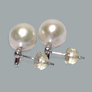 Fabulous 9-9.5mm White Edison Round Cultured Pearl Heart Stud Earrings