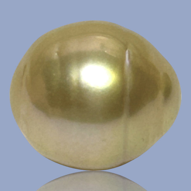 Silky Oval 13.3 x 15.1mm 19.5 Carats Deep Gold South Sea Pearl Loose