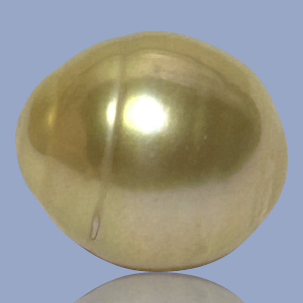 Silky Oval 13.3 x 15.1mm 19.5 Carats Deep Gold South Sea Pearl Loose