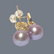 Best Gift 10 - 10.5mm Edison Lavender Purple Round Pearl Dangle Earrings