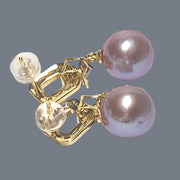 Best Gift 10 - 10.5mm Edison Lavender Purple Round Pearl Dangle Earrings