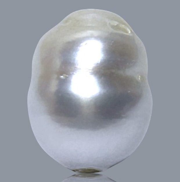 Oval Baroque 14 x 18.2mm Silvery White South Sea Pearl Loose Drilled