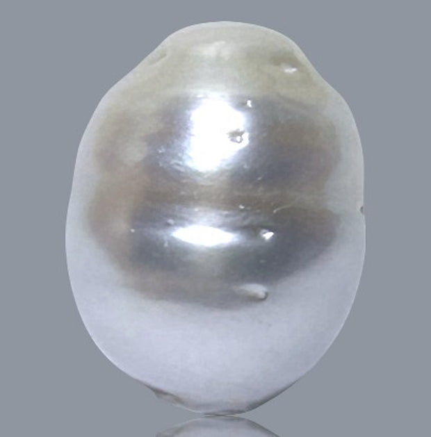 Oval Baroque 14 x 18.2mm Silvery White South Sea Pearl Loose Drilled