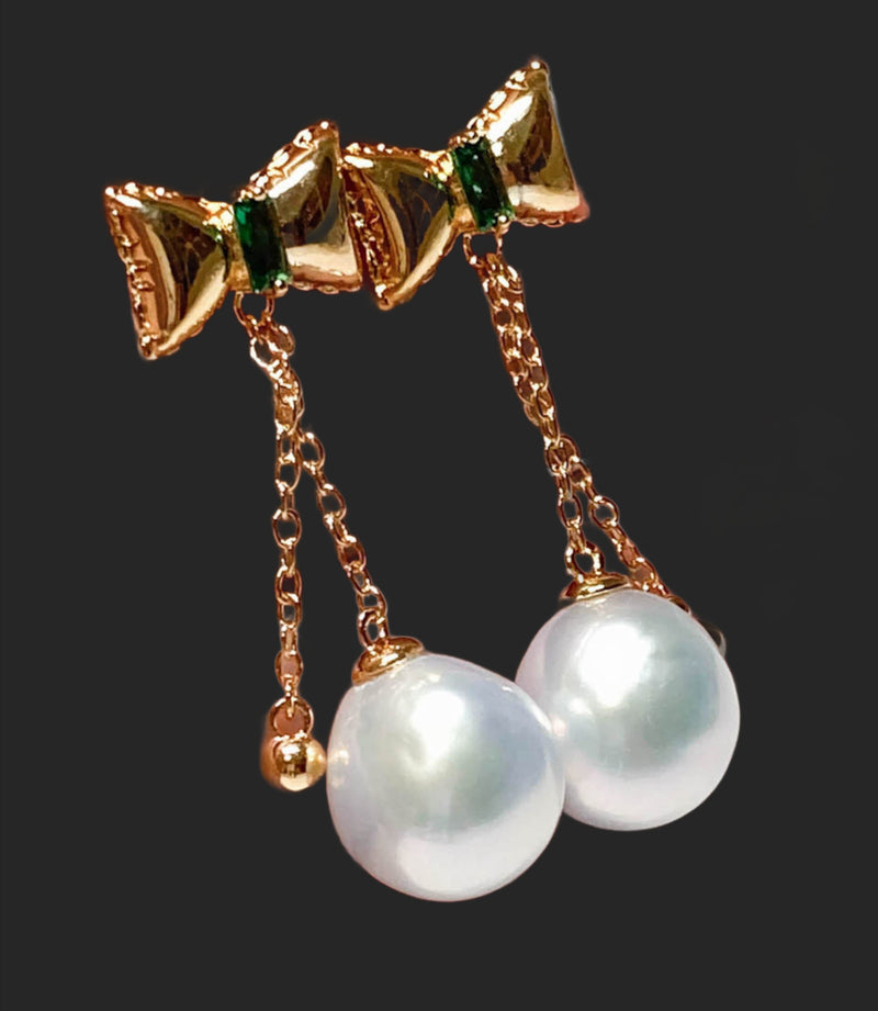 Stunning Round 11mm Edison Cultured Silver White Pearl Earrings