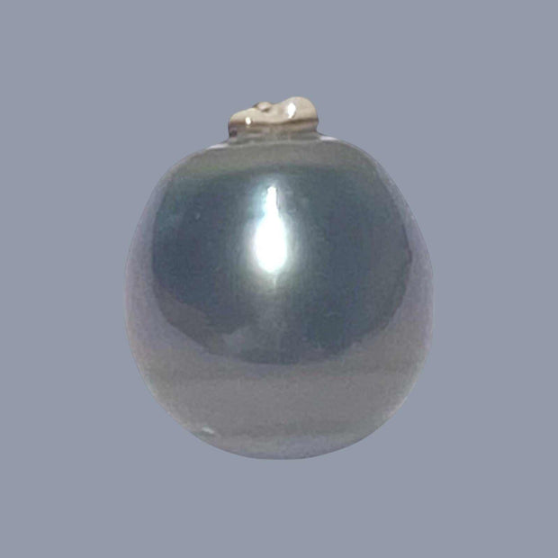 Gigantic 15.2 x16.3mm Tahitian Natural Black Green Pearl Un-Drill