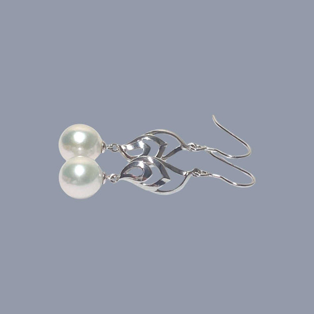 Dazzling White 10.5mm Round Edison Pearl Dangle Hook Earrings