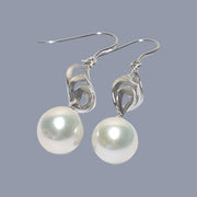 Dazzling White 10.5mm Round Edison Pearl Dangle Hook Earrings