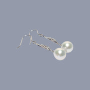 Dazzling White 10.5mm Round Edison Pearl Dangle Hook Earrings