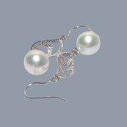 Dazzling White 10.5mm Round Edison Pearl Dangle Hook Earrings