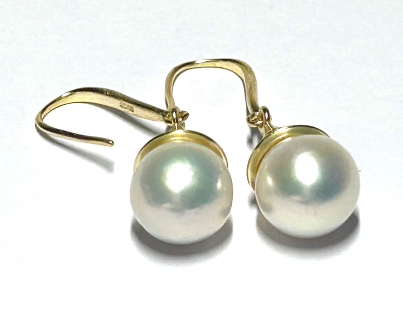 Exquisite 10 - 10.5 Edison Natural White Round Pearl Dangle Earrings