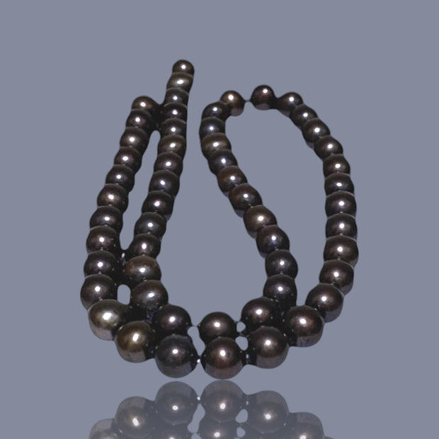 Round 7.3 - 8mm Dark Brown Bronze Cultured Pearl 16" Strand