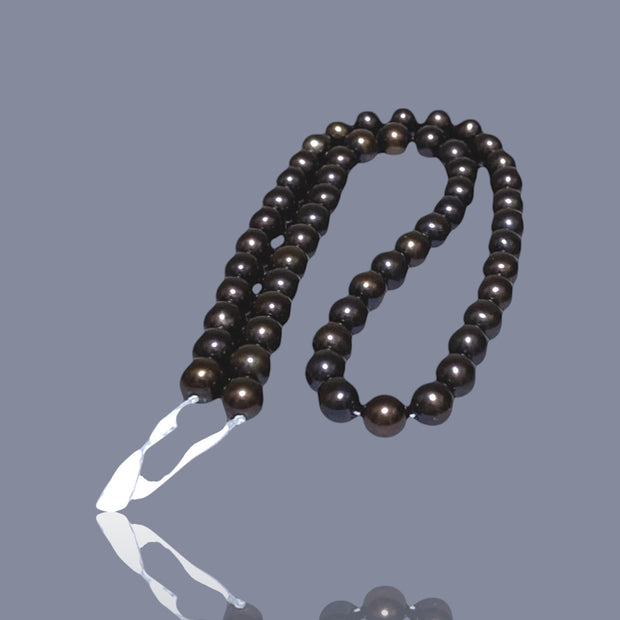 Round 7.3 - 8mm Dark Brown Bronze Cultured Pearl 16" Strand