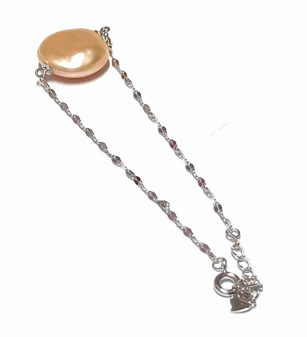 Handmade 15.5x16mm Peach Purple Jumbo Pearl Bracelet – 7-7.5”