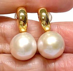 Lisa Style 10 - 10.5mm Edison Natural White Round Pearl Earrings