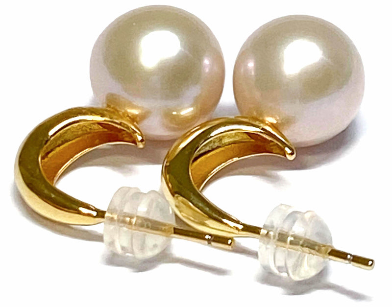Lisa Style 10 - 10.5mm Edison Natural White Round Pearl Earrings