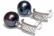 Fantastic 11-11.5mm Edison Purple Black Blue Round 5A Pearl Earrings – Exquisite Luxury Jewelry