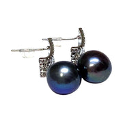 Fantastic 11-11.5mm Edison Purple Black Blue Round 5A Pearl Earrings – Exquisite Luxury Jewelry