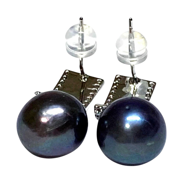 Fantastic 11-11.5mm Edison Purple Black Blue Round 5A Pearl Earrings – Exquisite Luxury Jewelry