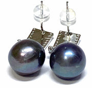 Fantastic 11-11.5mm Edison Purple Black Blue Round 5A Pearl Earrings – Exquisite Luxury Jewelry