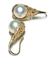 Gorgeous 9.5-10mm Edison White Round Cultured Pearl Dangle Earrings