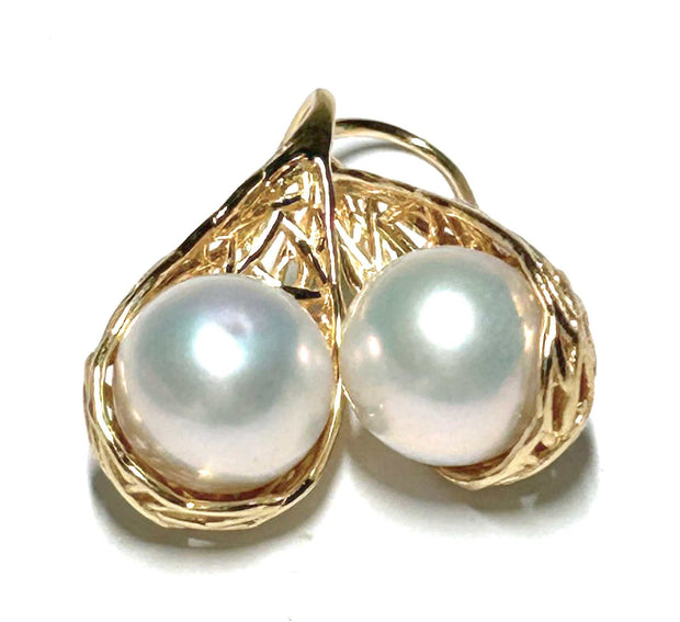 Gorgeous 9.5-10mm Edison White Round Cultured Pearl Dangle Earrings