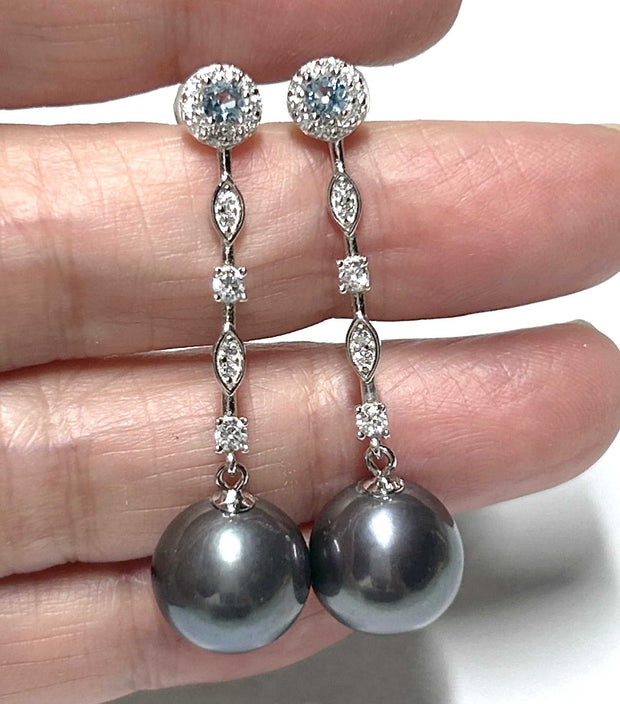 Gorgeous 11-11.5mm Edison Peacock Black Round Pearl Dangle EarringsBest Gift For Her / Gorgeous Huge 11 - 11.5mm Edison Natural Peacock Black Overtone Overtone Cultured Round Pearl Handmade Dangle Long EarringsPEARL INFORMATIONPearlEarringsFine JewelryThe Fine Pearls JewelryGorgeous 11-11