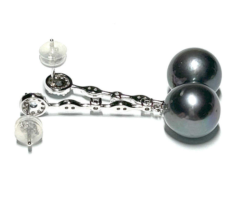 Fabulous 9.5-10mm Natural White Edison Round Pearl Dangle Earrings