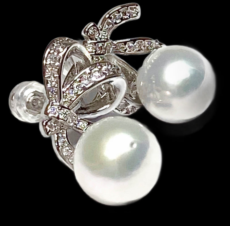 Adorable 10 - 10.5mm White Edison Round Cultured Pearl Earrings