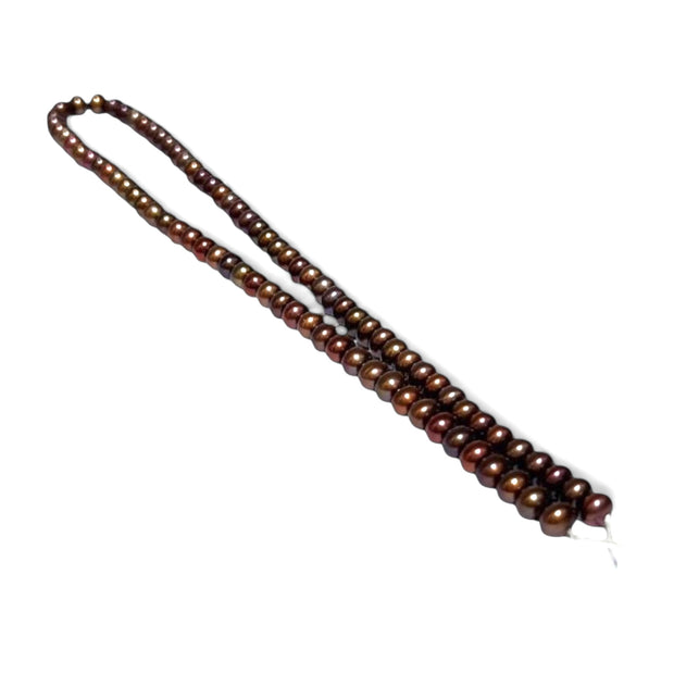 Shinny 6 - 6.5mm Corn Round Multi Brown Bronze Pearl 16" Strand