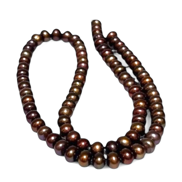 Shinny 6 - 6.5mm Corn Round Multi Brown Bronze Pearl 16" Strand