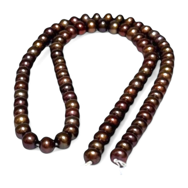 Shinny 6 - 6.5mm Corn Round Multi Brown Bronze Pearl 16" Strand