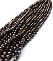 Lots 10 Strand Multi Black Blue Brown Colors Round Pearl 16" Strand