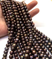 Lots 10 Strand Multi Black Blue Brown Colors Round Pearl 16" Strand