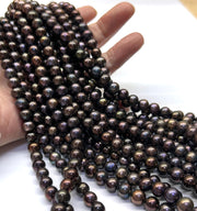 Lots 10 Strand Multi Black Blue Brown Colors Round Pearl 16" Strand