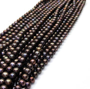 Lots 10 Strand Multi Black Blue Brown Colors Round Pearl 16" Strand