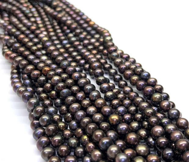 Lots 10 Strand Multi Black Blue Brown Colors Round Pearl 16" Strand