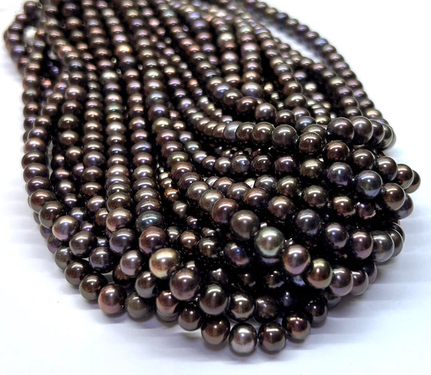 Lots 10 Strand Multi Black Blue Brown Colors Round Pearl 16" Strand