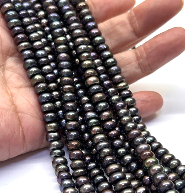 Meticulous 6.5 -7mm Black Blue Colors Corn Round Pearl 16" Strand