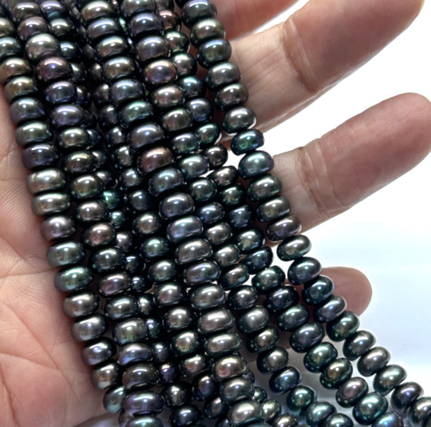 Meticulous 6.5 -7mm Black Blue Colors Corn Round Pearl 16" Strand