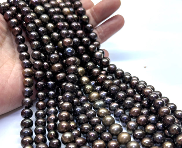 Lustrous 7.2 - 7.mm Multi Purple Black Blue Pink Round Pearl 16" Strand