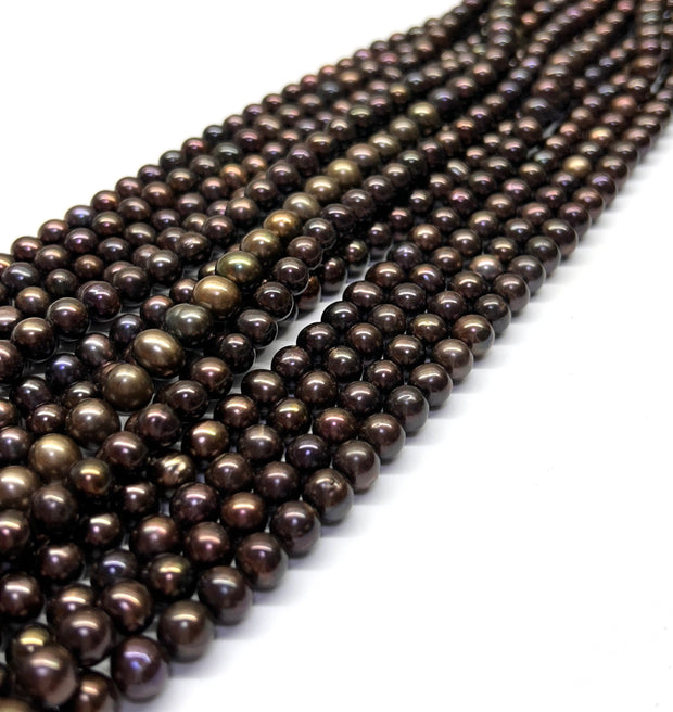 Lustrous 7.2 - 7.mm Multi Purple Black Blue Pink Round Pearl 16" Strand