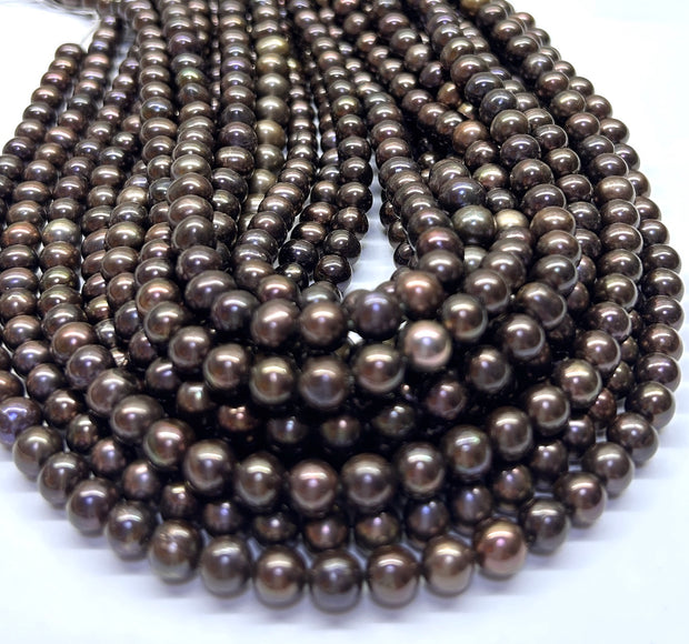 Lustrous 7.2 - 7.mm Multi Purple Black Blue Pink Round Pearl 16" Strand