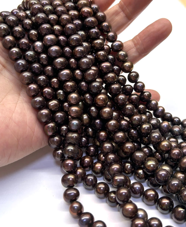 Lustrous 7.2 - 7.mm Multi Purple Black Blue Pink Round Pearl 16" Strand